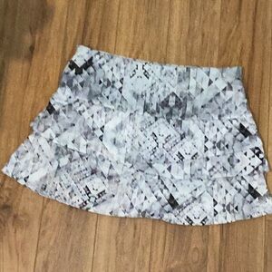 Lucky in Love Black and White Ruffled Skater Mini Skirt 14.5”